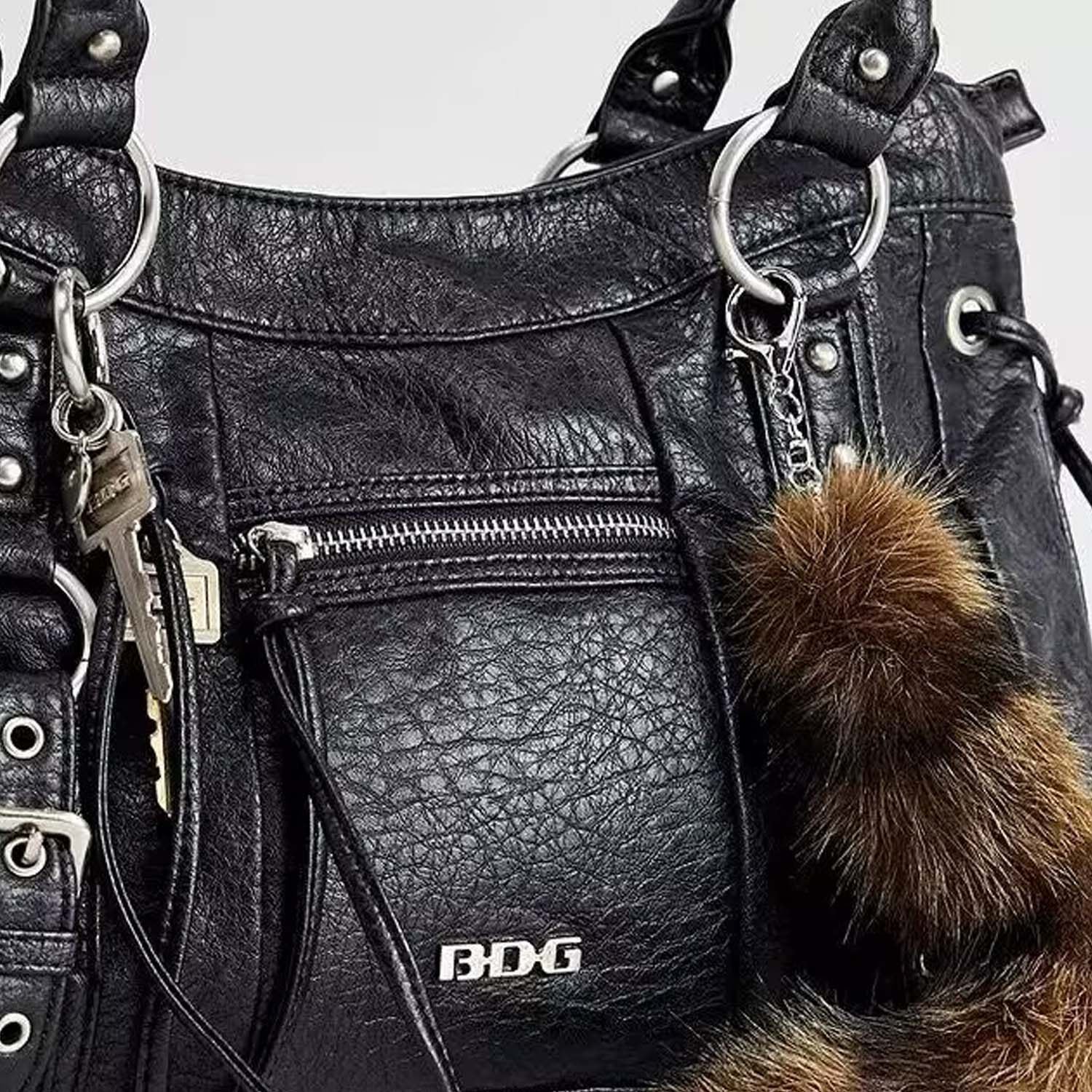 Studded Retro Shoulder Tote Bag