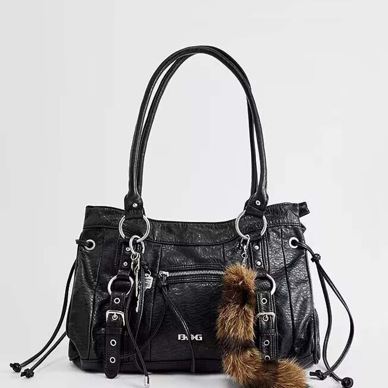 Studded Retro Shoulder Tote Bag