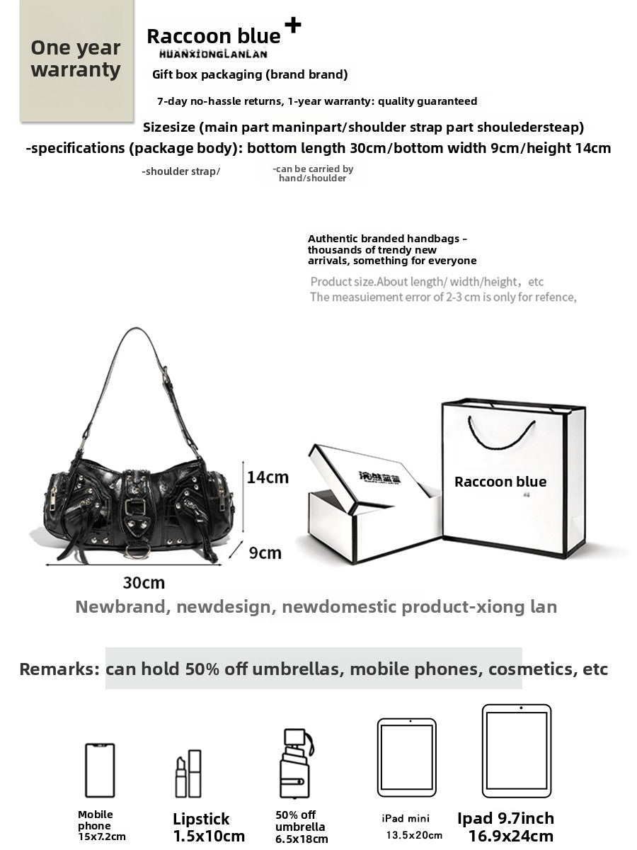 Women's Oil Wax Leather Motorcycle Crossbody Bag